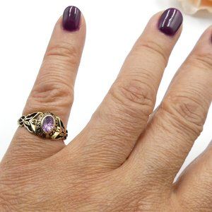 Vintage 10k gold Vakkey’s Hh pascack pink gem ston